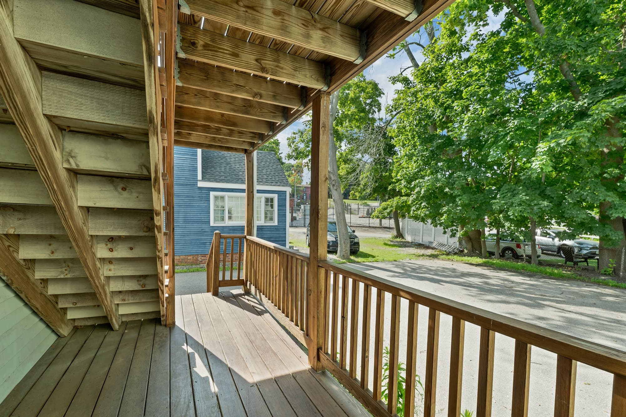 Covered porch off the rear of the unit